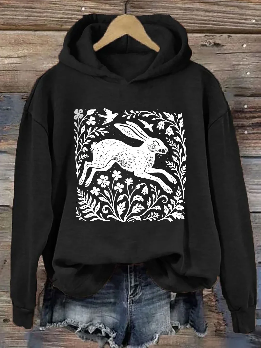 Wild Hare Linoprint Hoodie