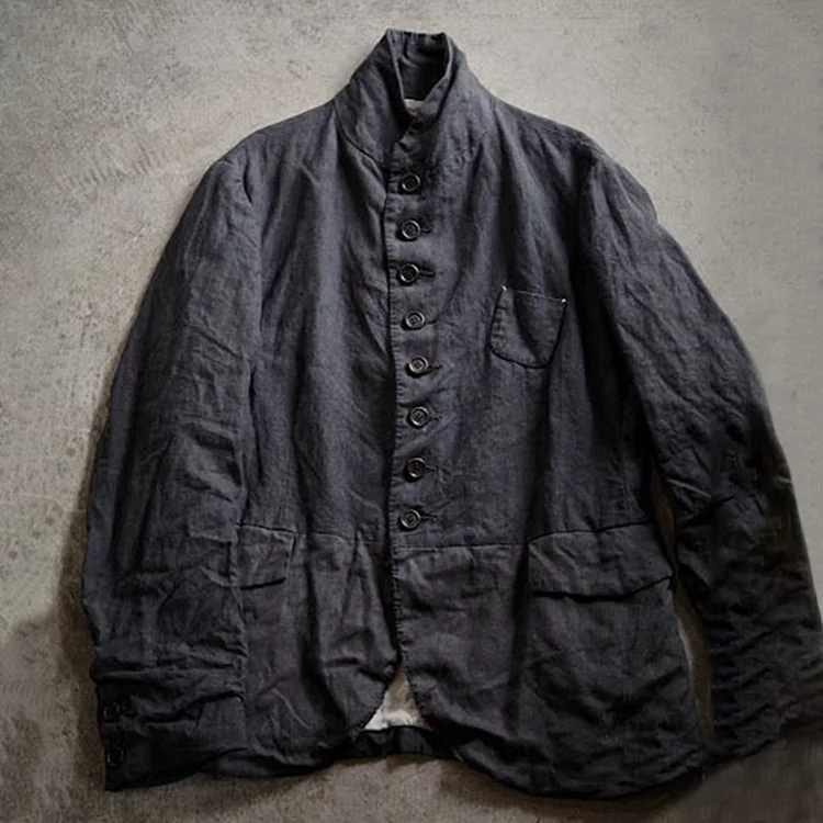 Men's Vintage Button Down Cotton Linen Comfy Jacket