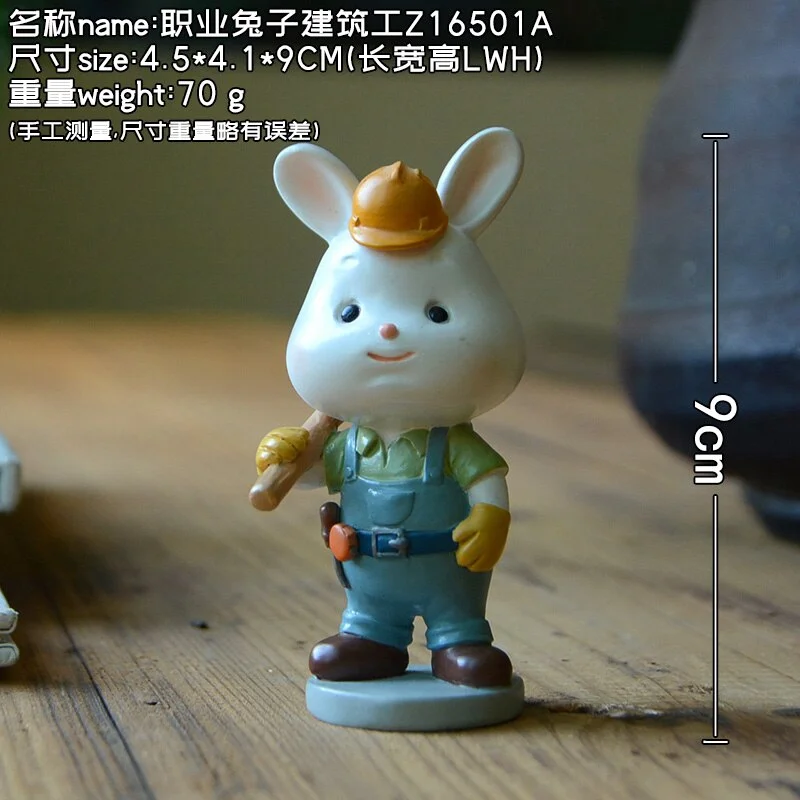 Creative Professional Bunny Ornament Rabbit Figurine Office Decoration Lovely Girl Gift Doll for Kids