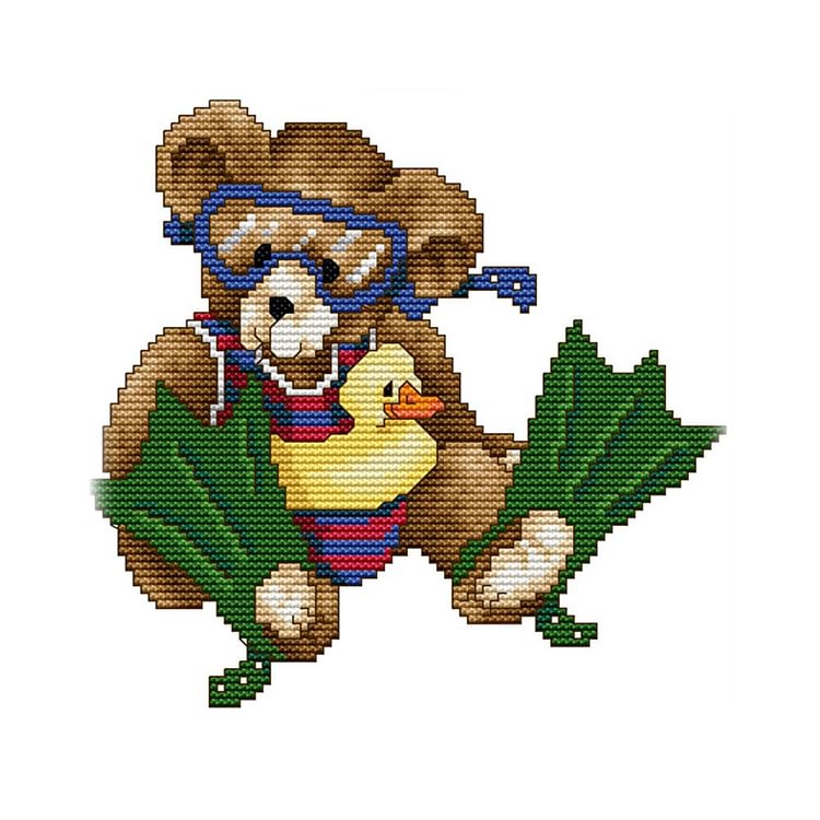 Joy Sunday - Cartoon - 14CT 2 Strands Threads Printed Cross Stitch Kit - 21x21cm(Canvas)
