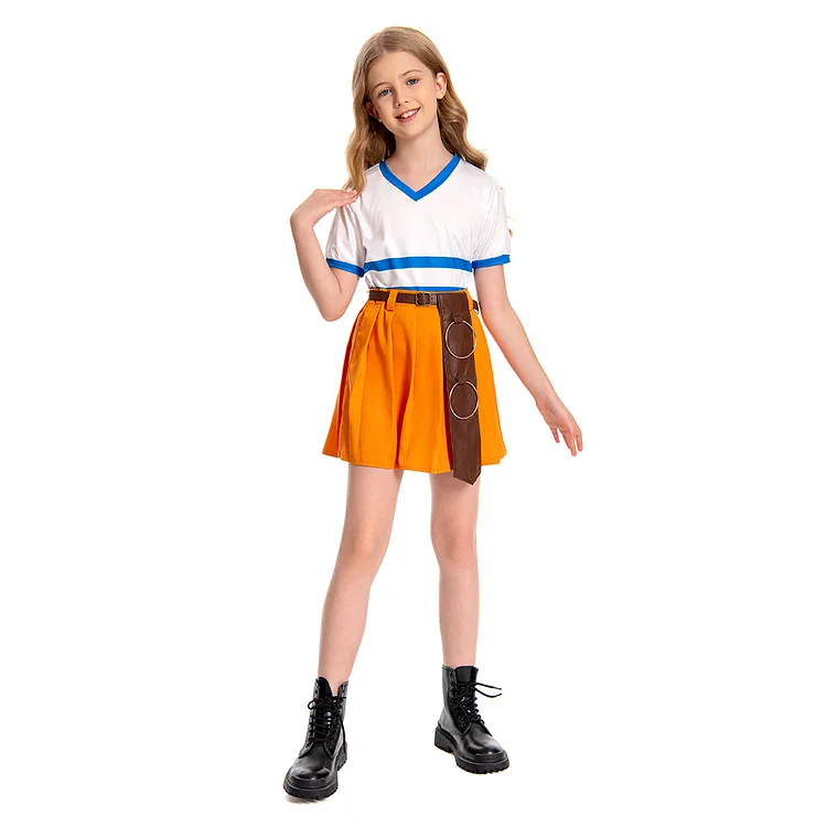Kids Children One Piece Red Nami Set Outfits Cosplay Costume Halloween Carnival Suit