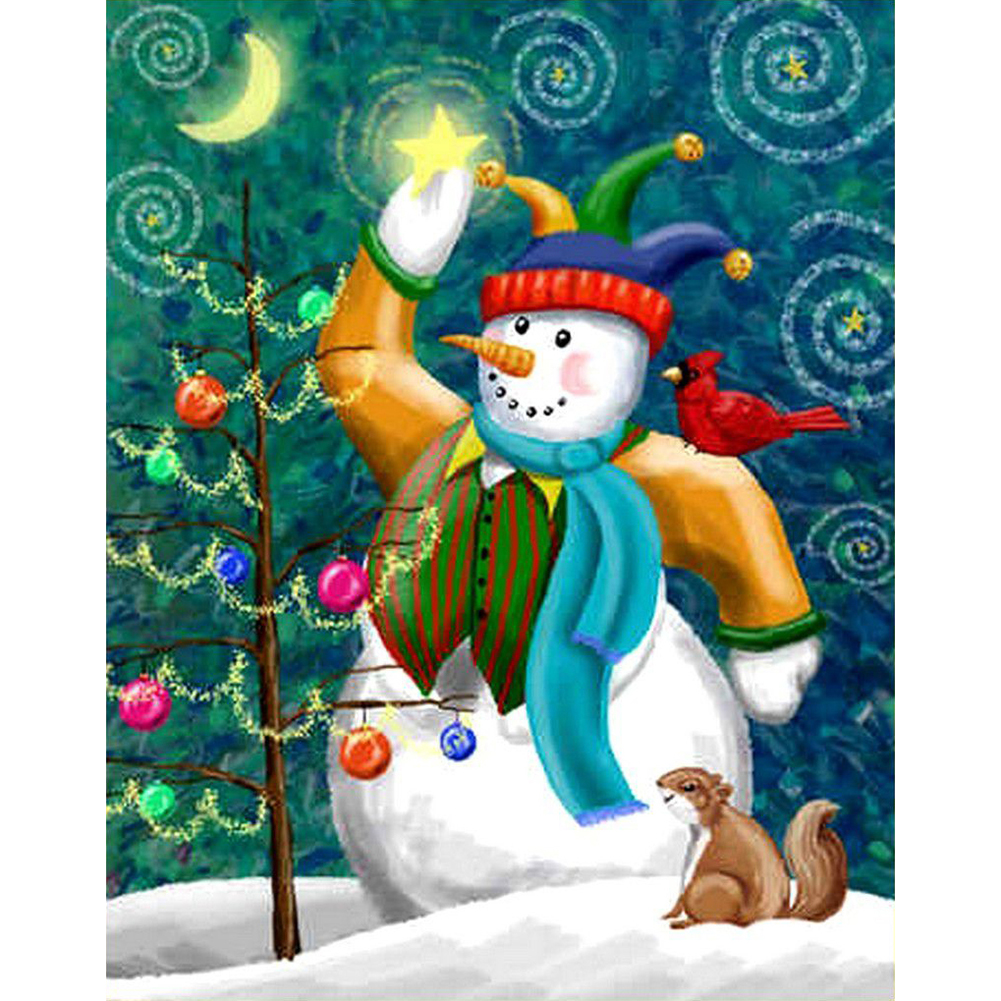 

30*40CM-Round Drill Diamond Painting-Smile Snowman, 501 Original