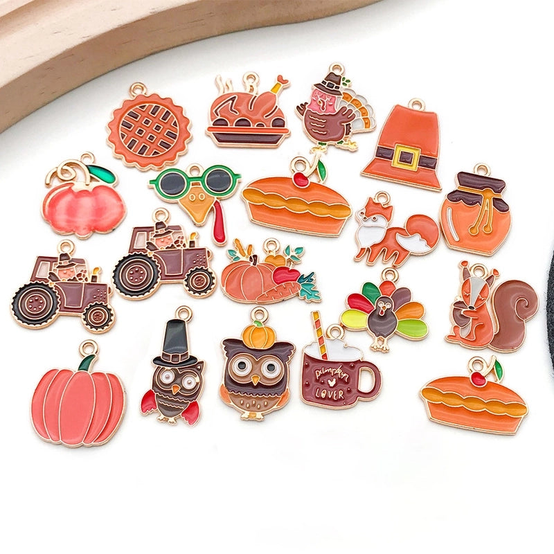 20 PCS/Package 19x18mm 19x22mm 23x14mm Alloy Animal Pumpkin Mushroom Pendant Jewelry Accessories