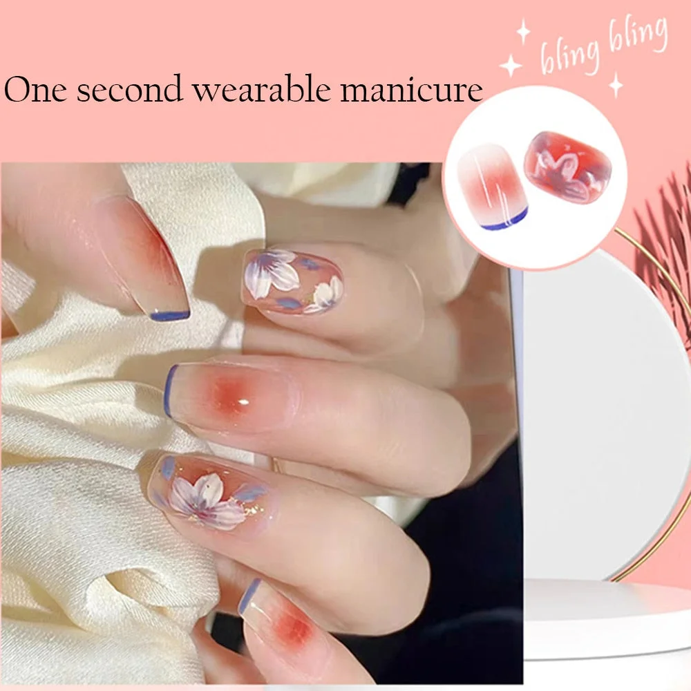 24pcs Ballet Fake Nails Coffin Head Pink Color Press On Nail Art tips with 3D Heart And Bow Design French Style Girl False Nails-Nail Inspo