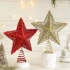 20CM Silver Red Golden Star Christmas Tree Top Decor