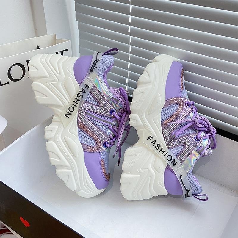 New Purple Sneakers Woman Shoes 2021 Fashion Breathable Designer Chunky Sneakers Women Casual Platforms Women's Vulcanized Shoes