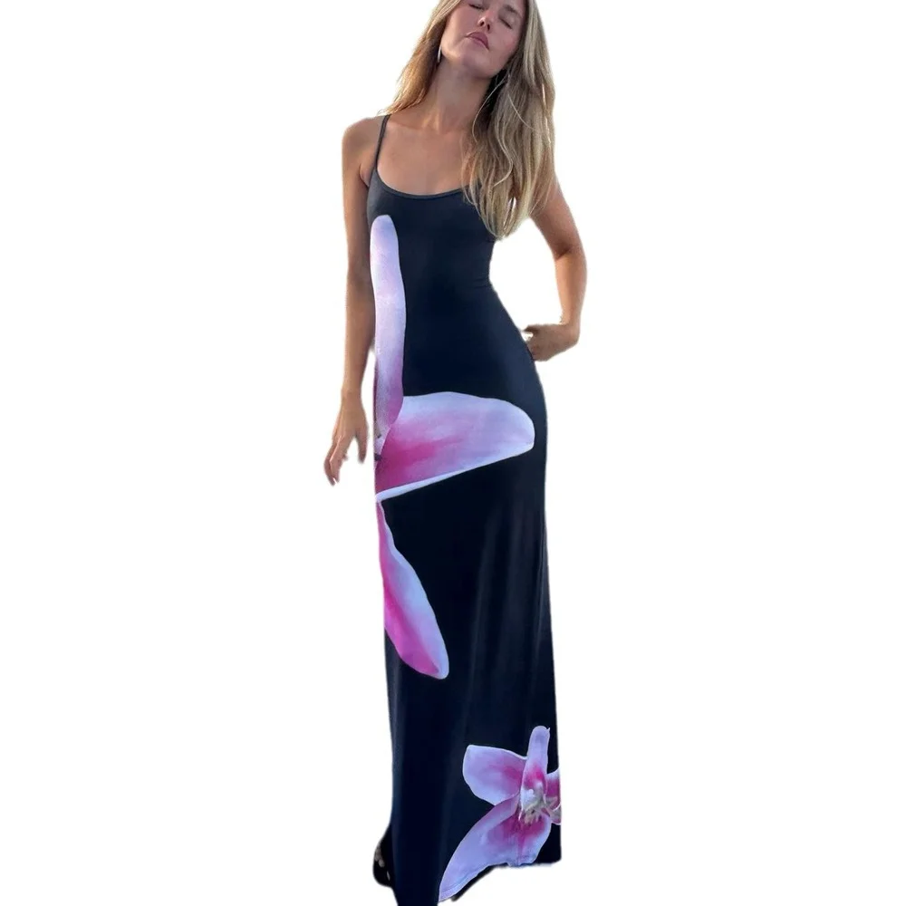 Woherb Woherb Women's Summer 2024 New Sexy Slip Print Bag Hip Slit Dress Women's Beach Dress-Outfit Ideas