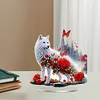 DIY Flower Wolf Acrylic Special Shaped Diamond Painting Desktop Ornament