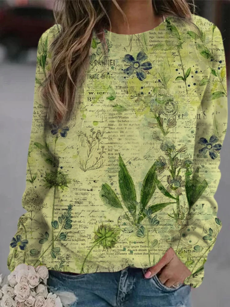 European and American autumn print long sleeve