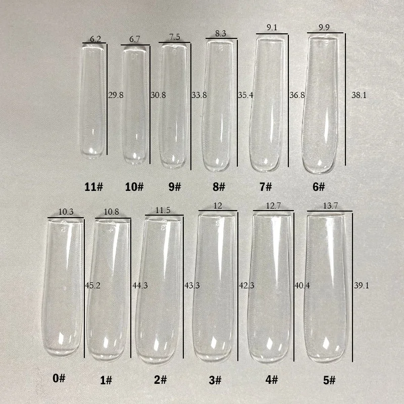 XXL Clear Square Full Cover Press On False Nail Tips Extra Long Nails Straight Shape False Tips UV Gel Manicure Tool Fake Finger-Nail Inspo