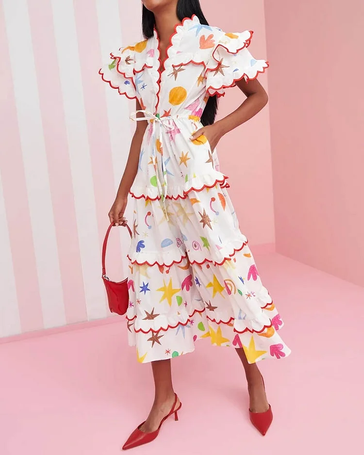 Ladies Casual Fashion Printed Dress