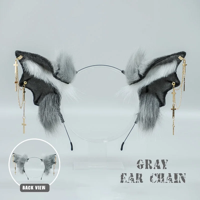 OJBK Cosplay Accessories Handmade Halloween Anime Ears Demon Headband Evil Bat Ear Red Gray Purple Comic horrifying Headwear New