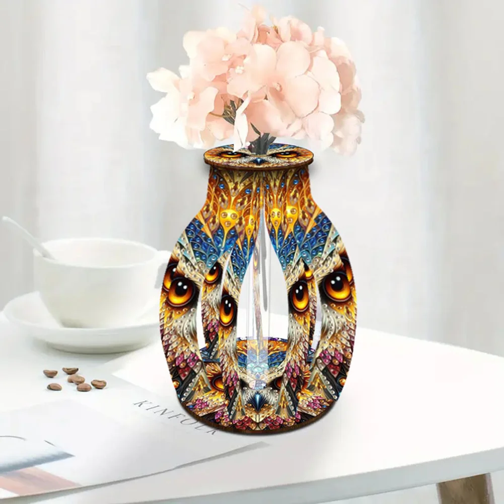 Owl Diamond Painting Flower Vase Desktop Diamond Art Kits for Home Decor