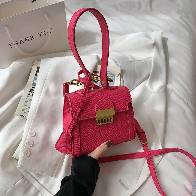 էѧӧܧ Luxury lock small square bag shoulder bag PU Leather for Women 2021 Summer Handbag Brand Luxury Crossbody Purses