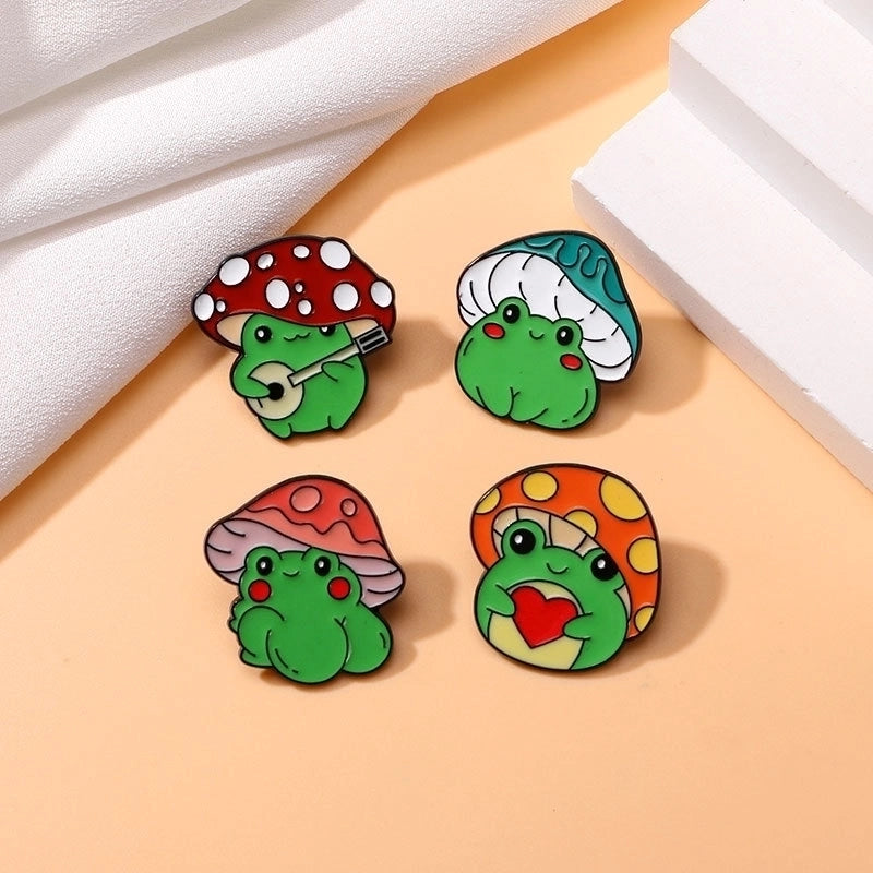 Minimalist Pin Mushroom Frog Alloy Enamel Unisex Brooches