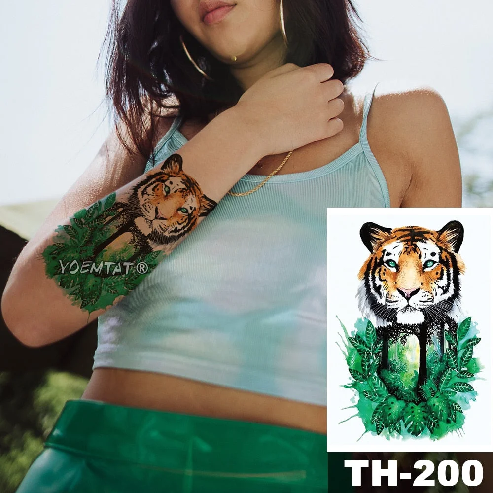 Waterproof Temporary Tattoo Stickers Rose Flowers Leaves Colorful Flash Tatto Sexy Arm Neck Body Art Fake Tattoos For Women Men