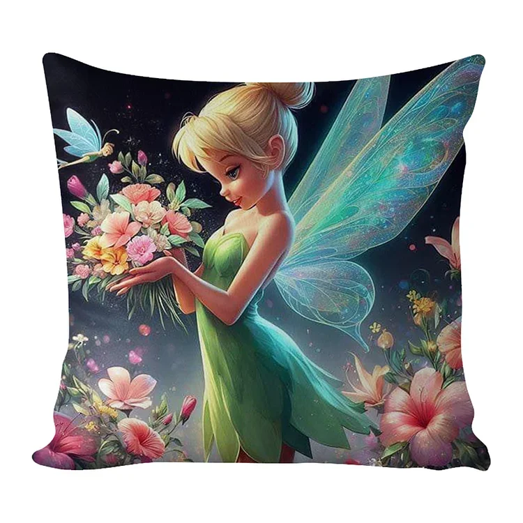 Pillow- Fairy Girl 11CT Stamped Cross Stitch 45*45CM(17.72*17.72In)