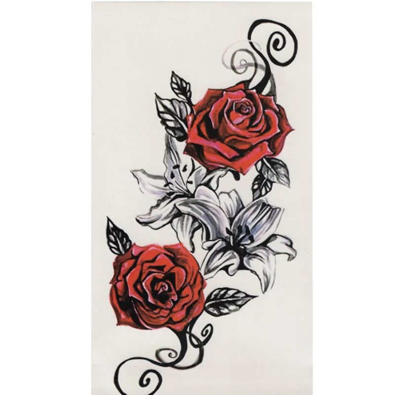 1pcs Watercolor cool henna rose flowers Temporary Body Tattoo Beautiful Shoulder thigh Back Body decor lace owl women body paint