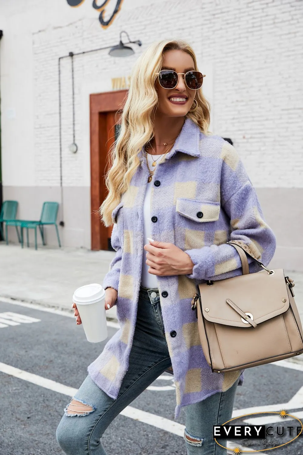 Collar Button Down Thick Shacket Jacket