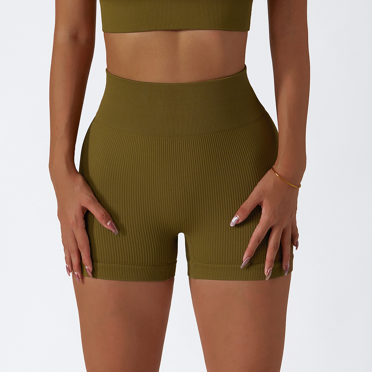 Buy Hergymclothing high performance non see through seamless ribbed workout biker shorts with tummy control at an affordable price