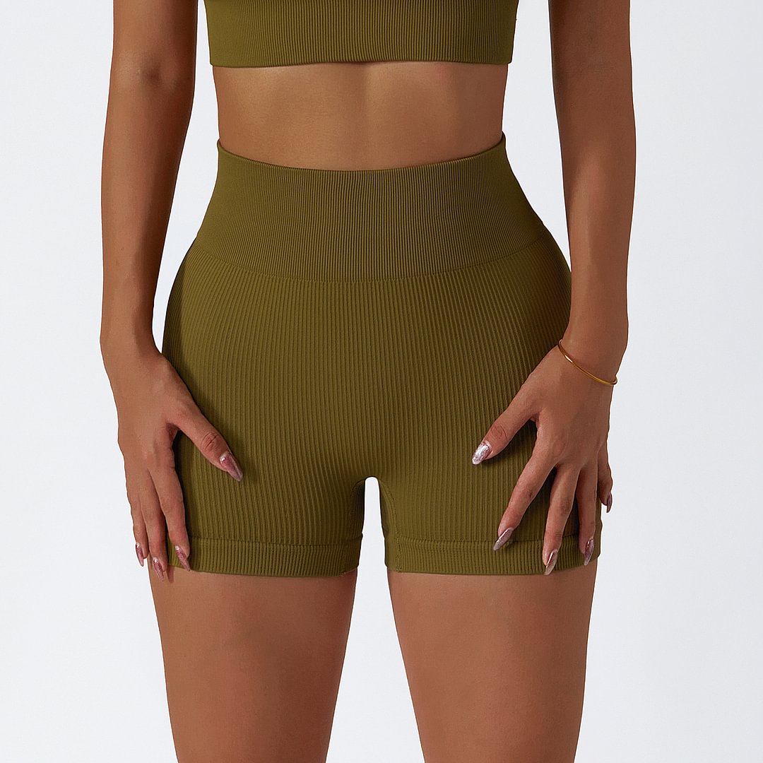 Buy Hergymclothing high performance non see through seamless ribbed workout biker shorts with tummy control at an affordable price