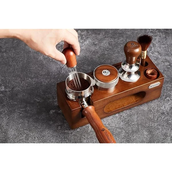 MORILS 53.3mm Spring-Loaded Espresso Tamper - Adjustable Depth With Walnut Handle For Breville