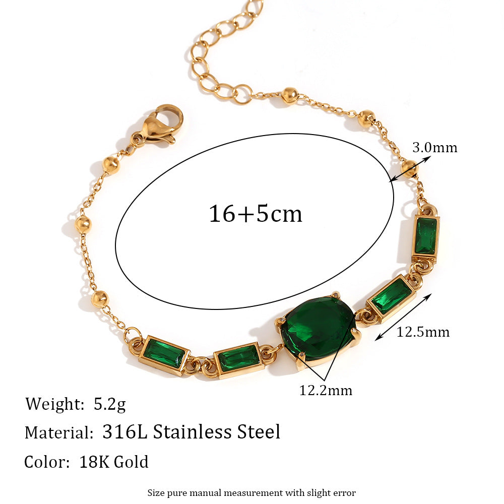 Women Fashion Round Stripe Geometric Stainless Steel 18K Gold Plated Bracelets