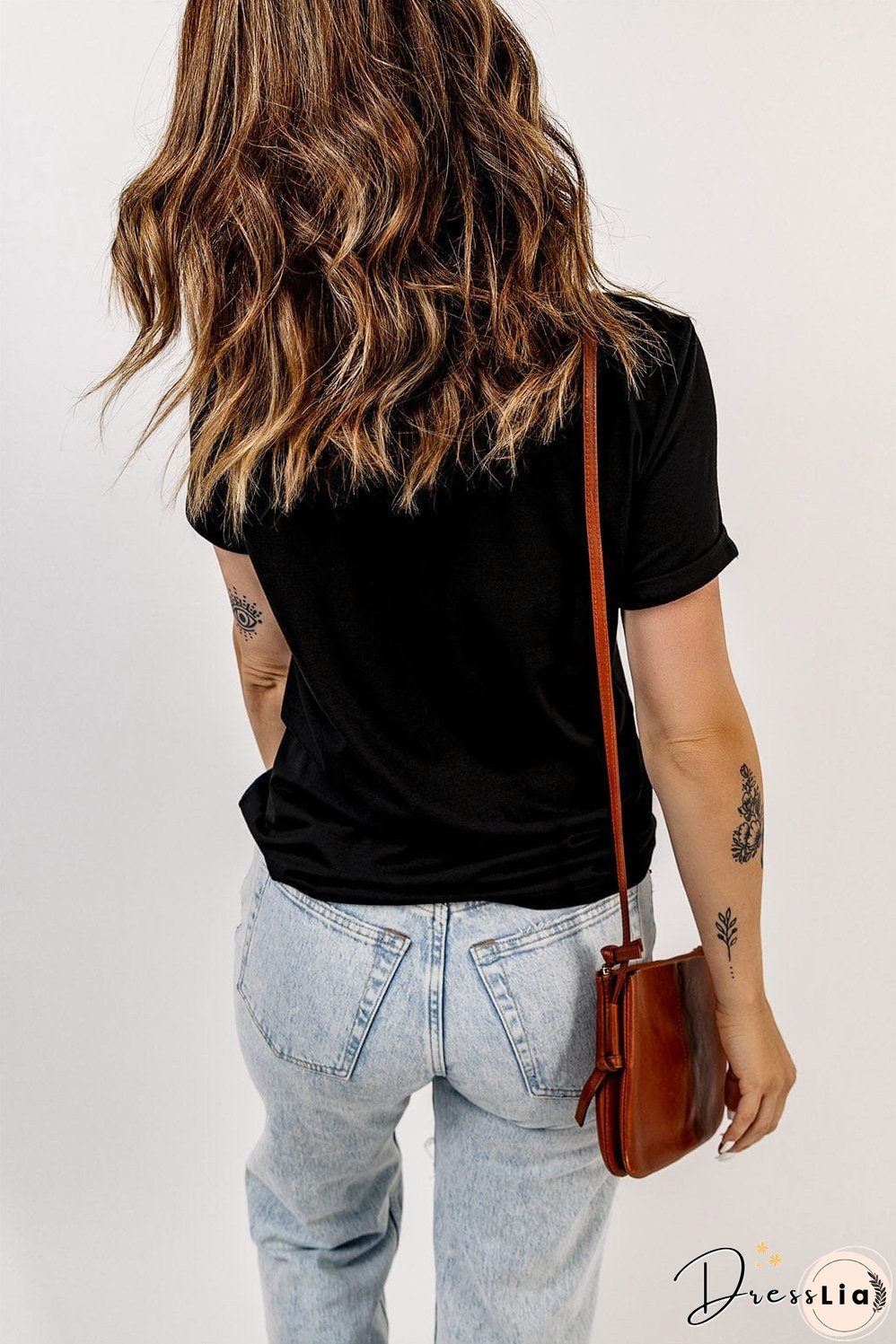 Black and Leopard Print XOXO T-Shirt, Casual Wear