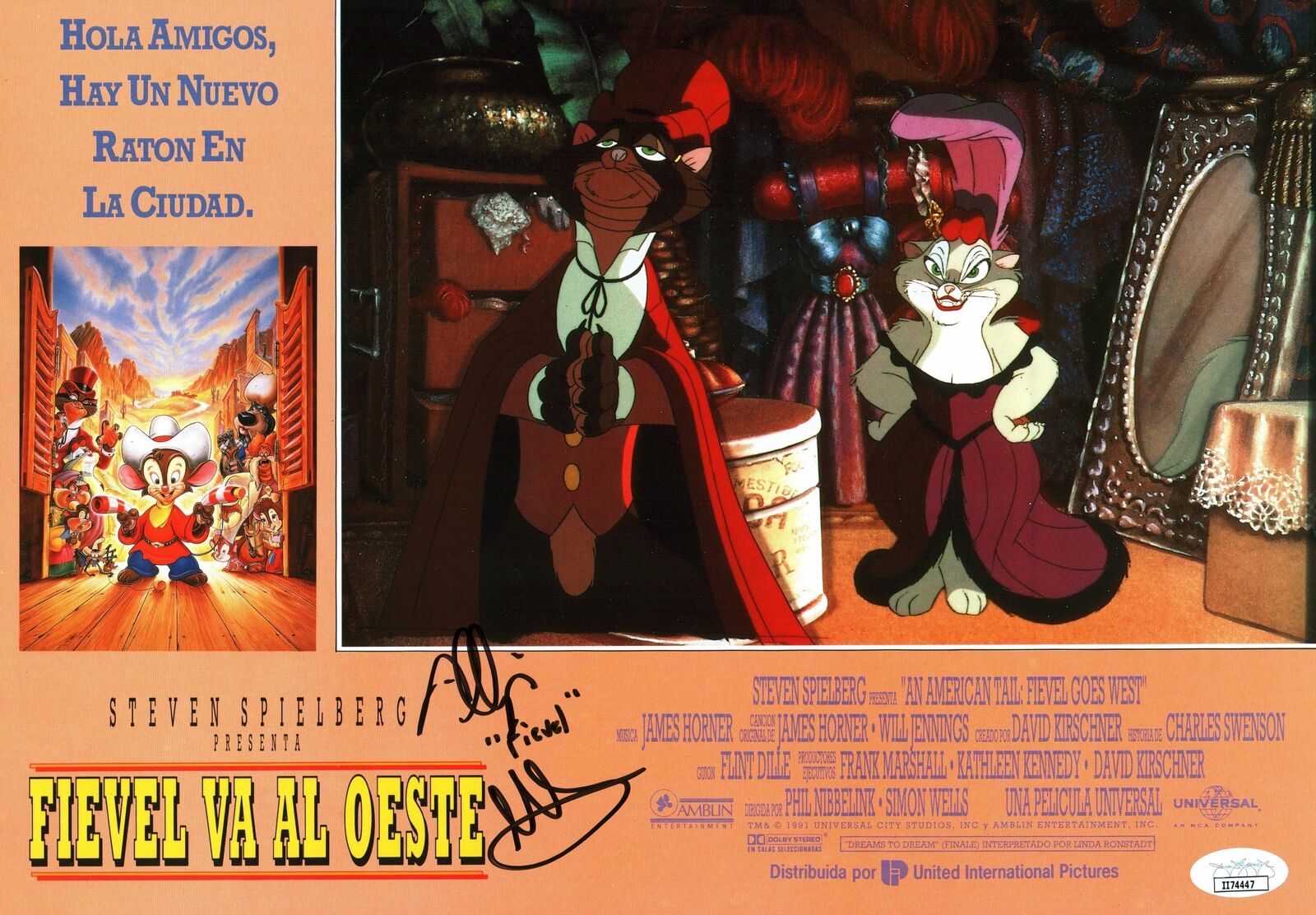 Phillip Glasser An American Tail Fievel 9.5x12 Lobby Card Signed Auto JSA COA