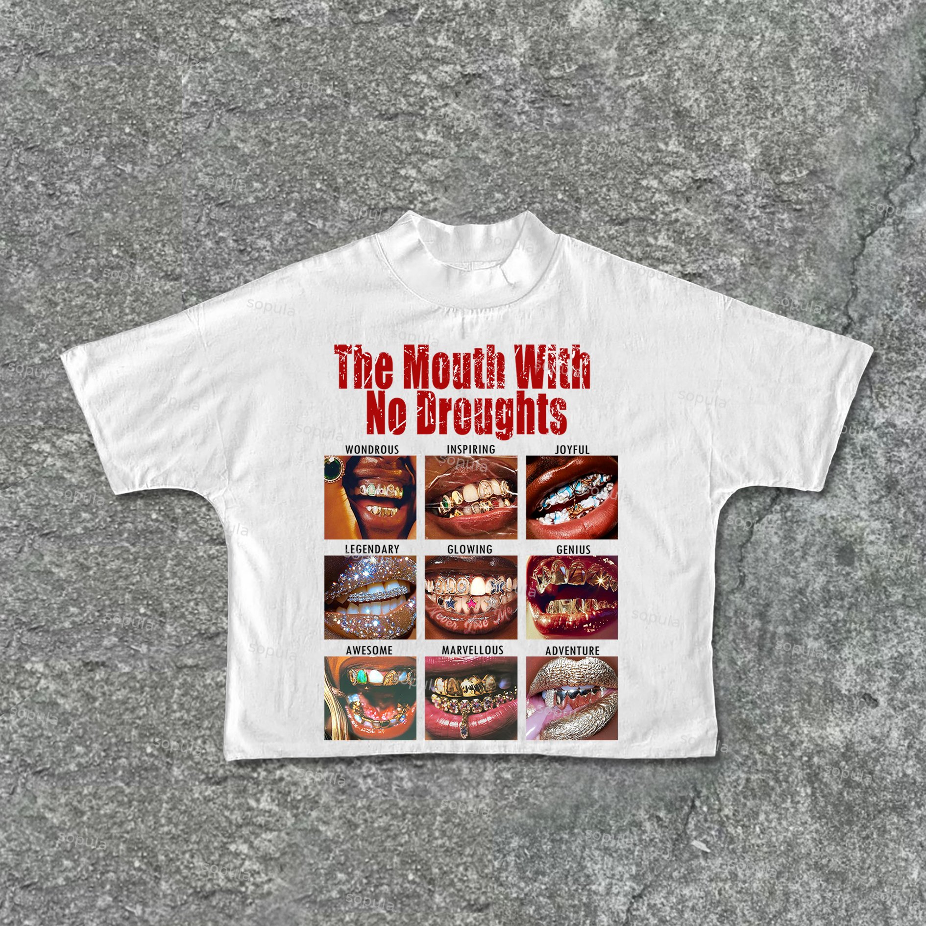 Stylish The Mouth With No Droughts Graphic Print Cropped T-Shirts - SOPULA