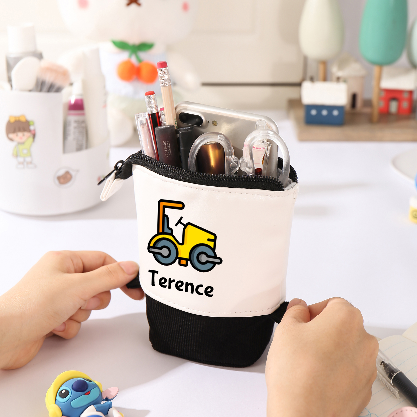 Personalised Pencil Case Custom Name & Vehicle Pattern Pen Pouch Back To School Gift for Sons Daughters-Jessemade AU