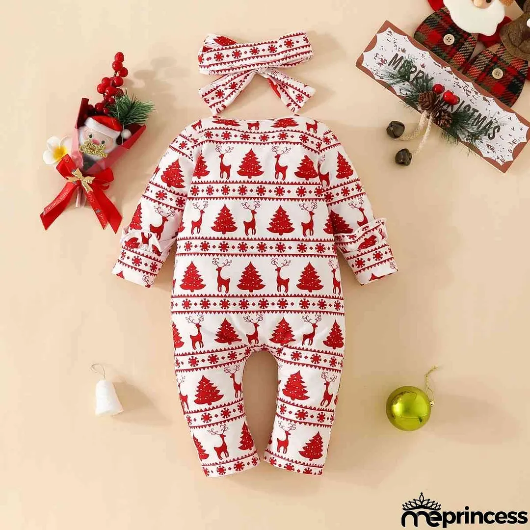 Christmas Zip Detail Ruffled Jumpsuit