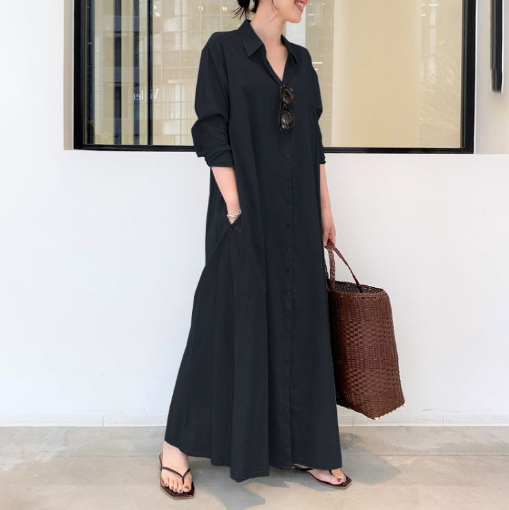  thdmladies Casual Long Lapel Shirt Dress thedmladies