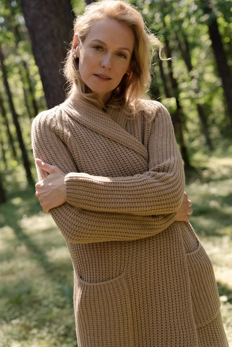 Long Knitted Women's Cardigan, Merino Wool Jacket, Soft Cashmere Oversized  Sweater, Sustainable Autumn Coat OREGON / Powder 