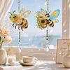 2Pcs Diamond Painting Acrylic Double Sided Honrybee Wind Chime Suncatcher with Crystal Hanging Pendant