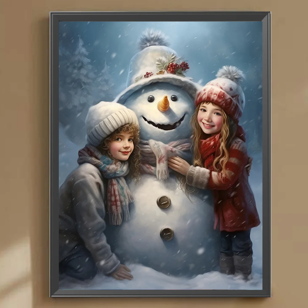 Diamond Painting - Full Round Drill - Kids Snowman(Canvas|30*40cm)