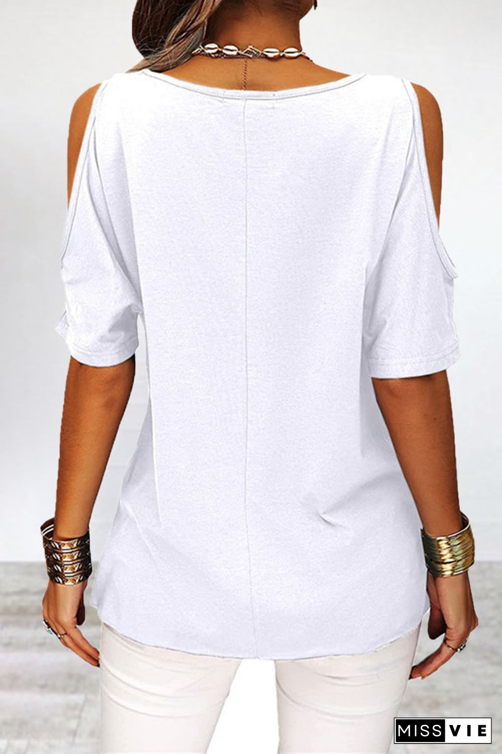 Casual Simplicity Solid Asymmetrical O Neck T-Shirts