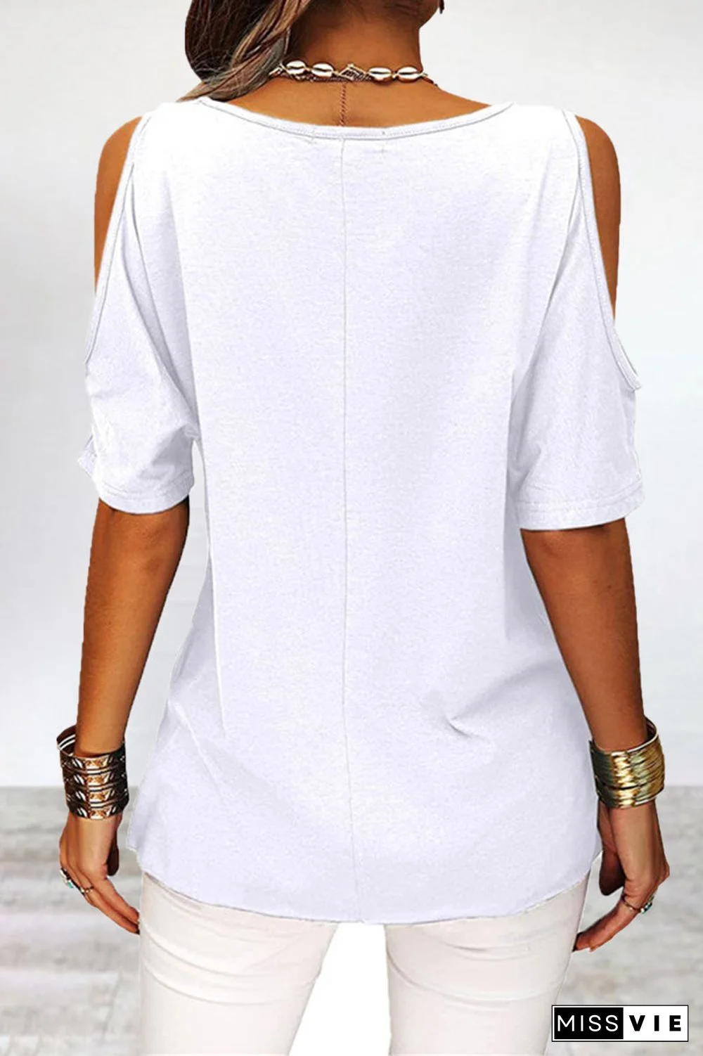 Casual Simplicity Solid Asymmetrical O Neck T-Shirts