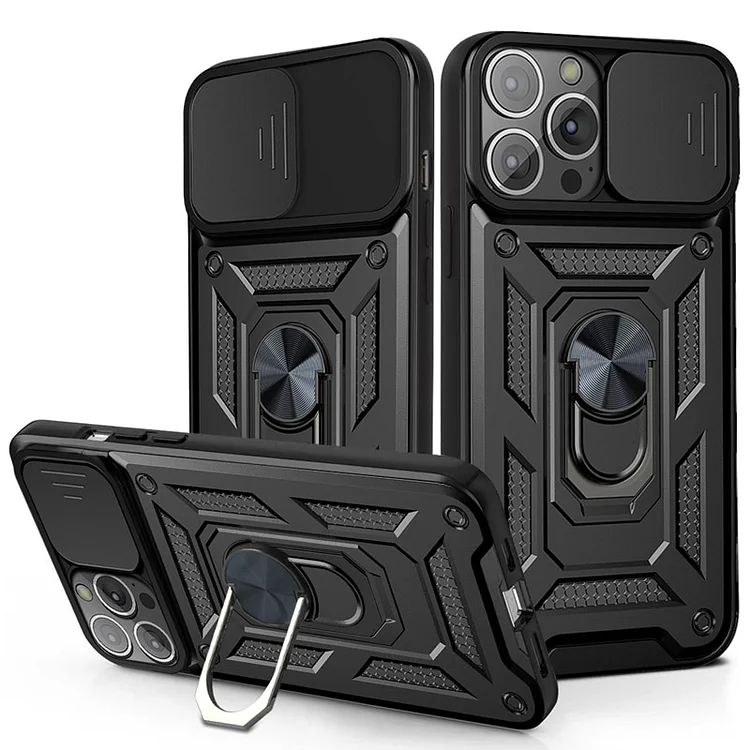 Slide Camera Lens Protect Armor Case for iPhone 15 14 13 12 11 Pro Max Mini XS XR X 7 8 PlusMilitary Grade Bumpers Ring Cover