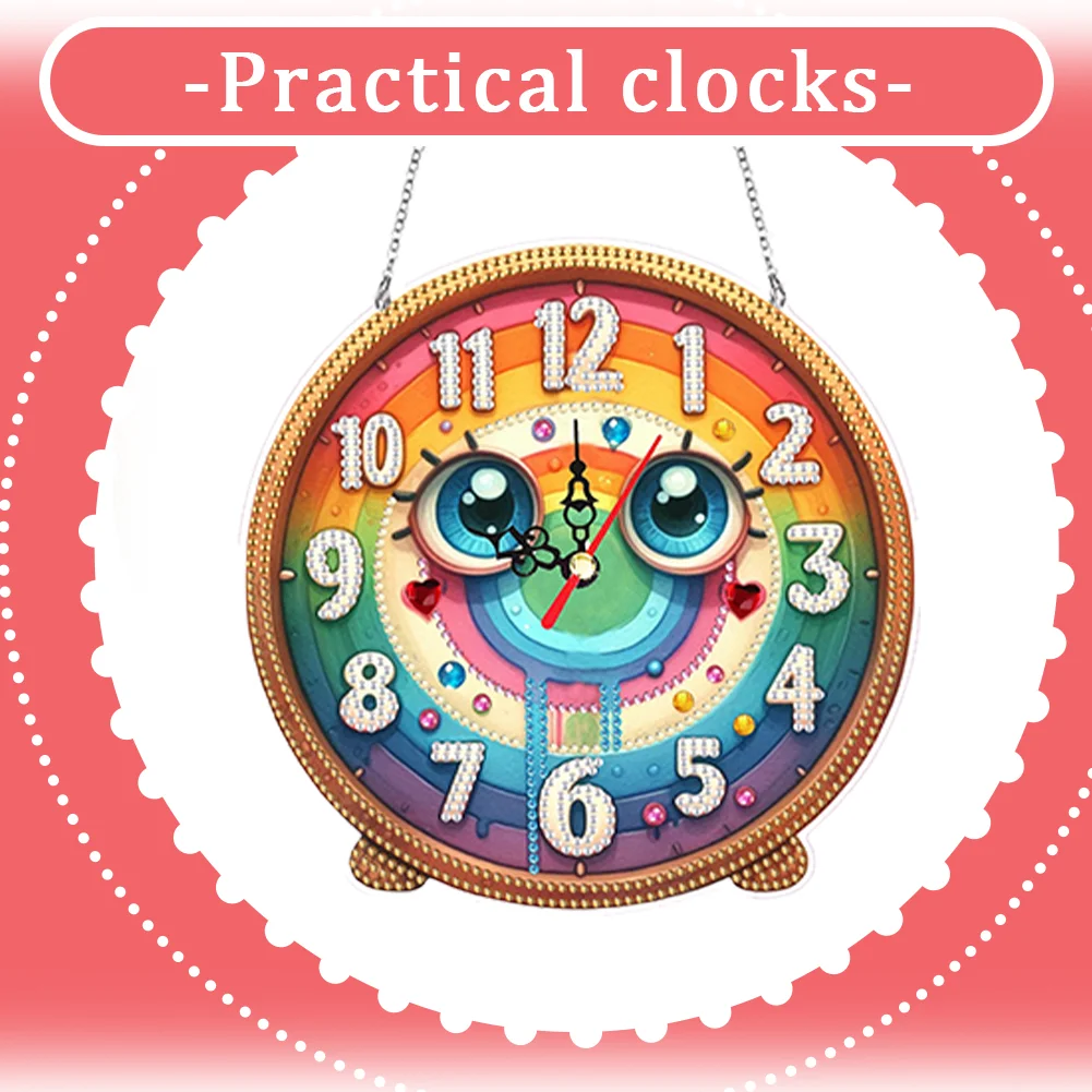 2Pcs DIY Diamond Painting Ornament with Clock Function Home Decor Art Craft