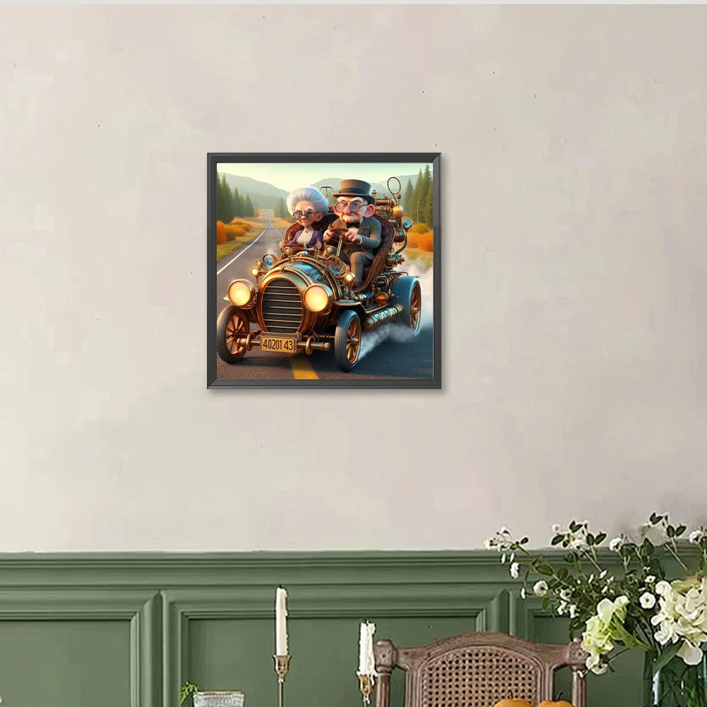 Diamond Painting - Full Round Drill - Grandpa Grandma On A Trip(Canvas|40*40cm)