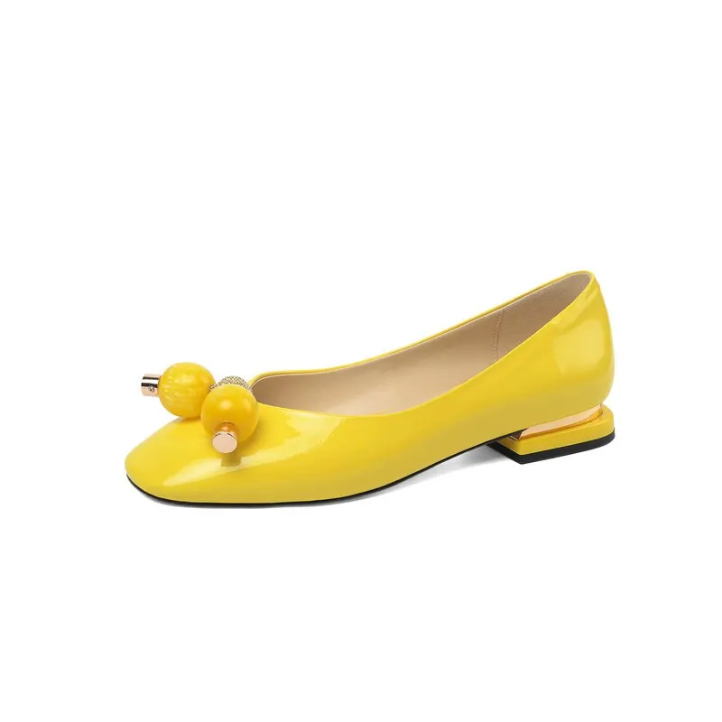 2020 New Genuine Leather Women Pumps Fashion Slip on Square Toe Women Shoes Low Heel Ladies Spring Autumn Party Pumps Size 34-41