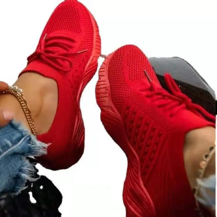 Women Sneakers Shoes 2021 Fashion Lace Up Platform Shoes Size 43 Mesh Casual Sports Shoes Woman Vulcanize Shoes Zapatillas Mujer