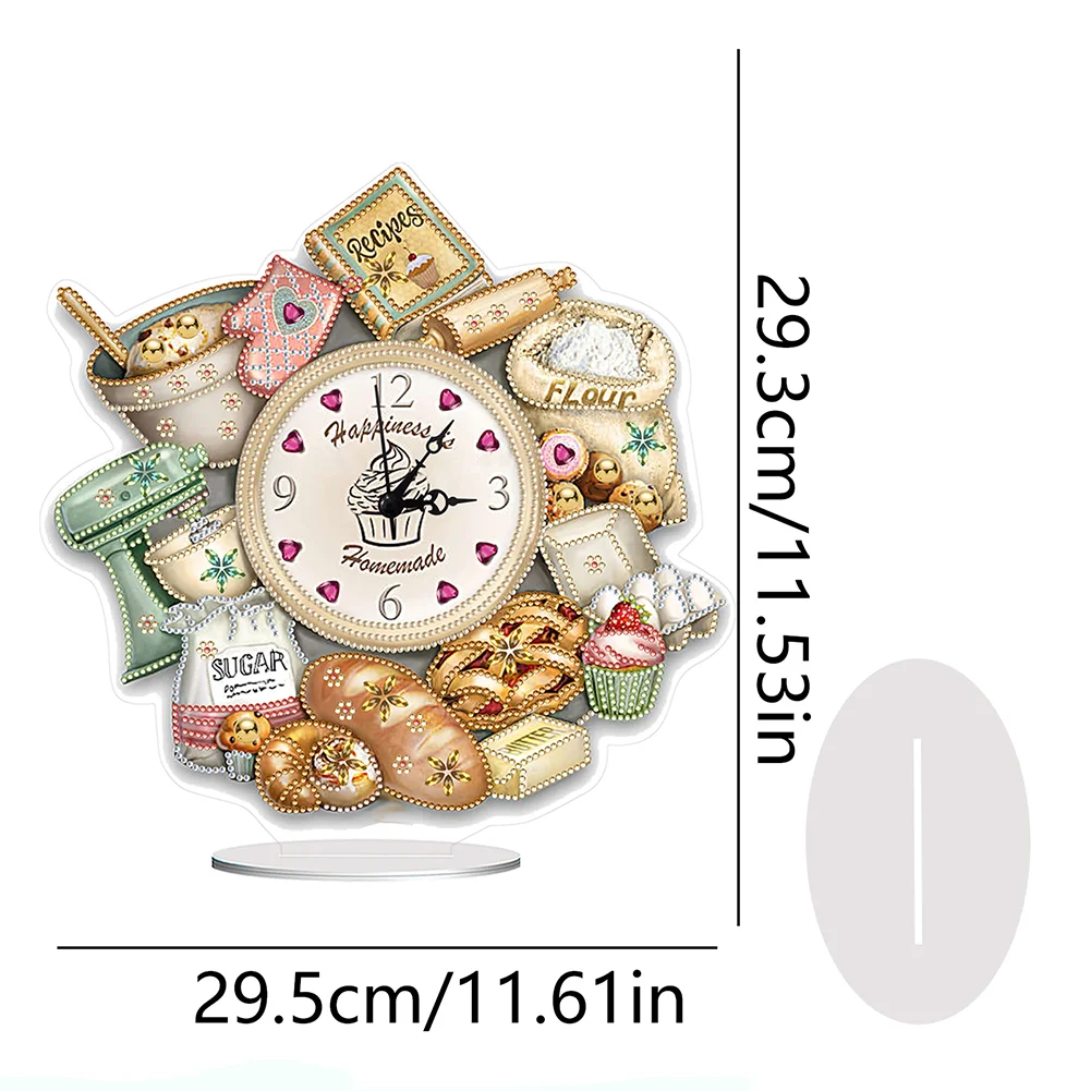 DIY Bread Food Special Shape Acrylic Diamond Painting Clock Art Craft