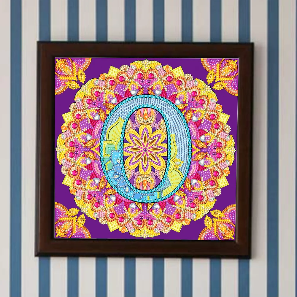 Special Shape Diamond Painting 30*30cm - O Letter Mandala