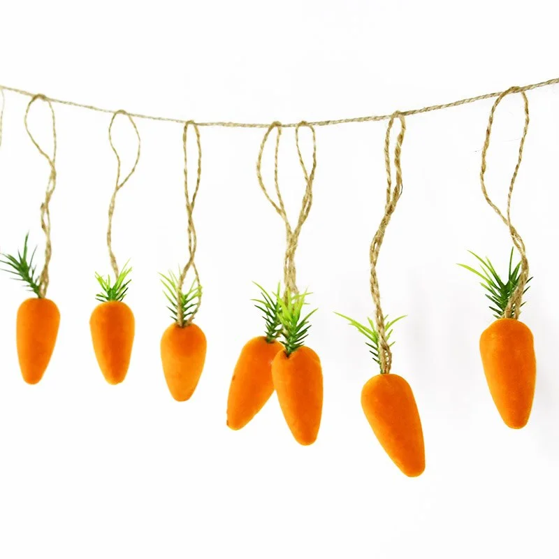 10pcs Mini Easter Carrot Hanging Ornament Artificial Radish Pendant For Home Room Wall Decoration Easter Party Decor Kids Toy