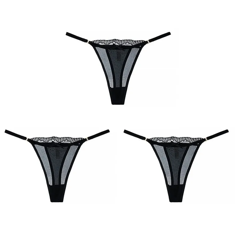 Women's Lace Mesh G-string Sexy Panties Low Waist Underwear Thongs Lingerie Femme Hollow Out Perspective Fashion Panties