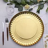 10 Pack | Round Heavy Duty Paper Charger Plates, Scallop Rim 13" Gold, Disposable Serving Trays - 1100 GSM
