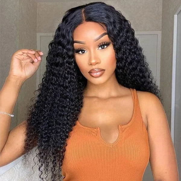 XSYWIG Deep Curly 13x6 Lace Frontal Wigs Curly Human Hair Wigs Pre Plucked Natural Hair Wigs