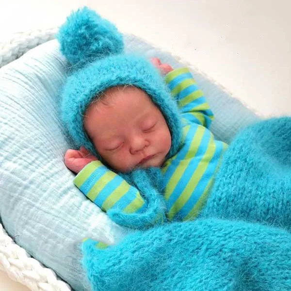  Sleeping Reborn Boy Henry 17" Lifelike Soft Weighted Body Handmade Silicone Reborn Doll Set,with Clothes and Bottle - Reborndollsshop®-Reborndollsshop®